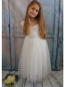 Long Sleeves Ivory Flower Girl Dress